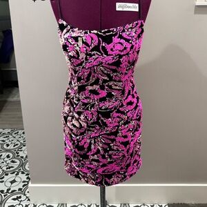 Pink and Black Sequin Mini Dress